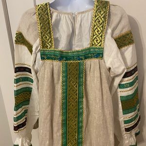Handmade Slavic Folk Costume with Headdress